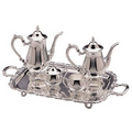 Ashley 5 Piece Silver Coffee Set (Rectangle Footed Tray w/ Handles)